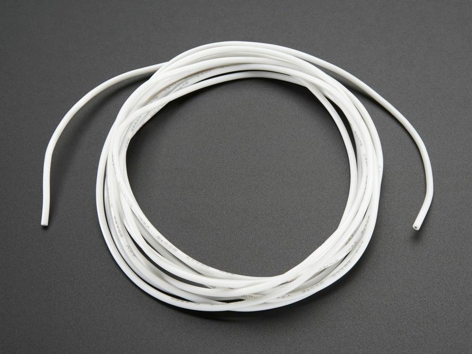 Adafruit Silikonebetræk flertrådet ledning - 2m 26AWG hvid - Opencircuit