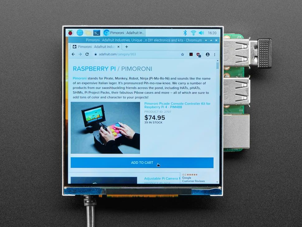 Adafruit Pimoroni HyperPixel 4.0 Square - Hi-Res display voor Raspberry Pi
