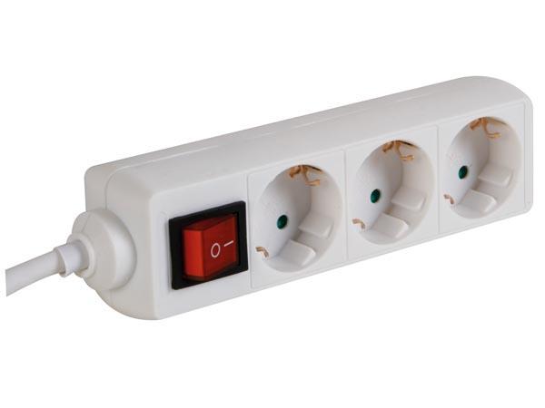 3-way socket-outlet with switch - german socket