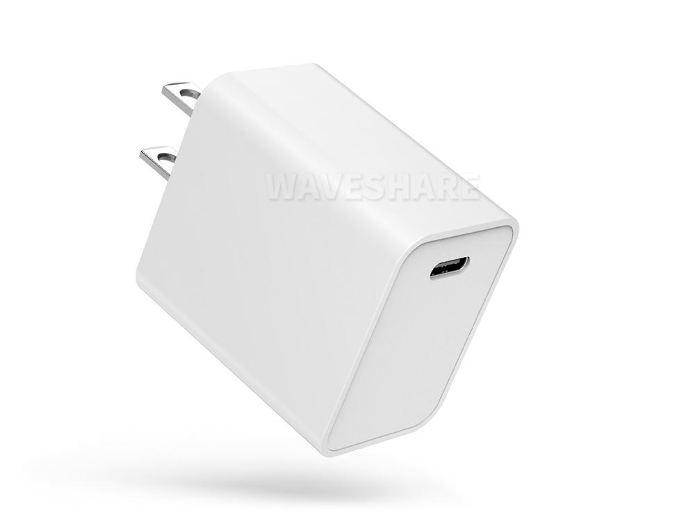Waveshare Carregador Rápido PD20W, Bloco de Carregador de Parede USB Tipo-C, Plugue dos EUA, ajusta a taxa de carregamento de forma inteligente.