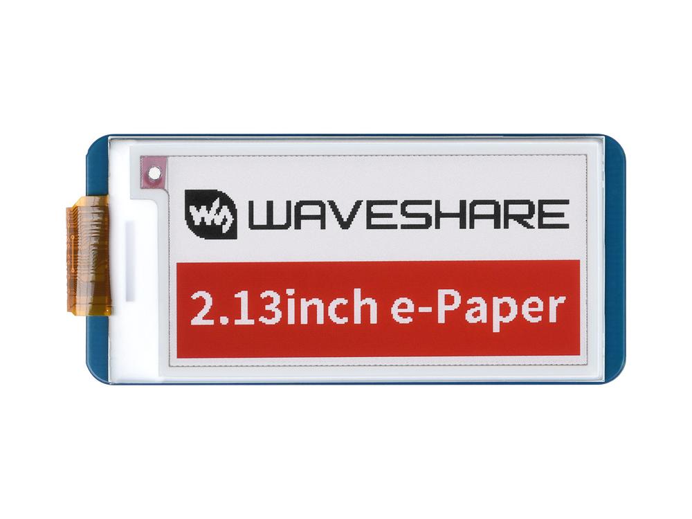 Waveshare 2.13inch E-Paper HAT (B), 250x122, Vermelho/Preto/Branco, Interface SPI