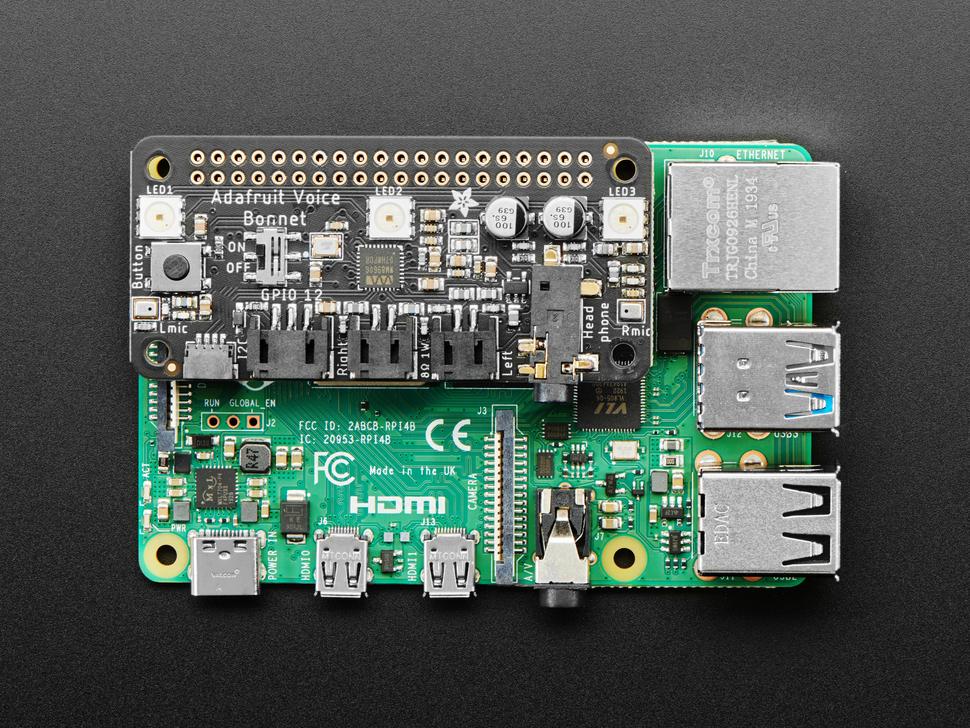 Adafruit Voice Bonnet voor Raspberry Pi - Twee luidsprekers + twee microfoons