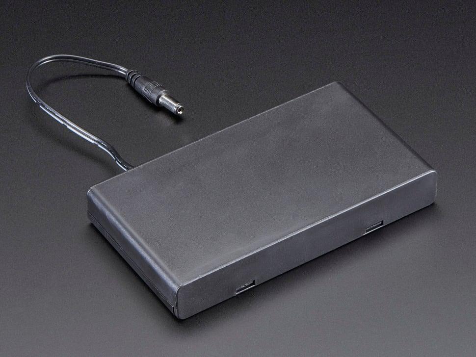 Adafruit 8 x AA-batterijhouder met 5,5 mm/2,1 mm stekker en aan/uit-schakelaar