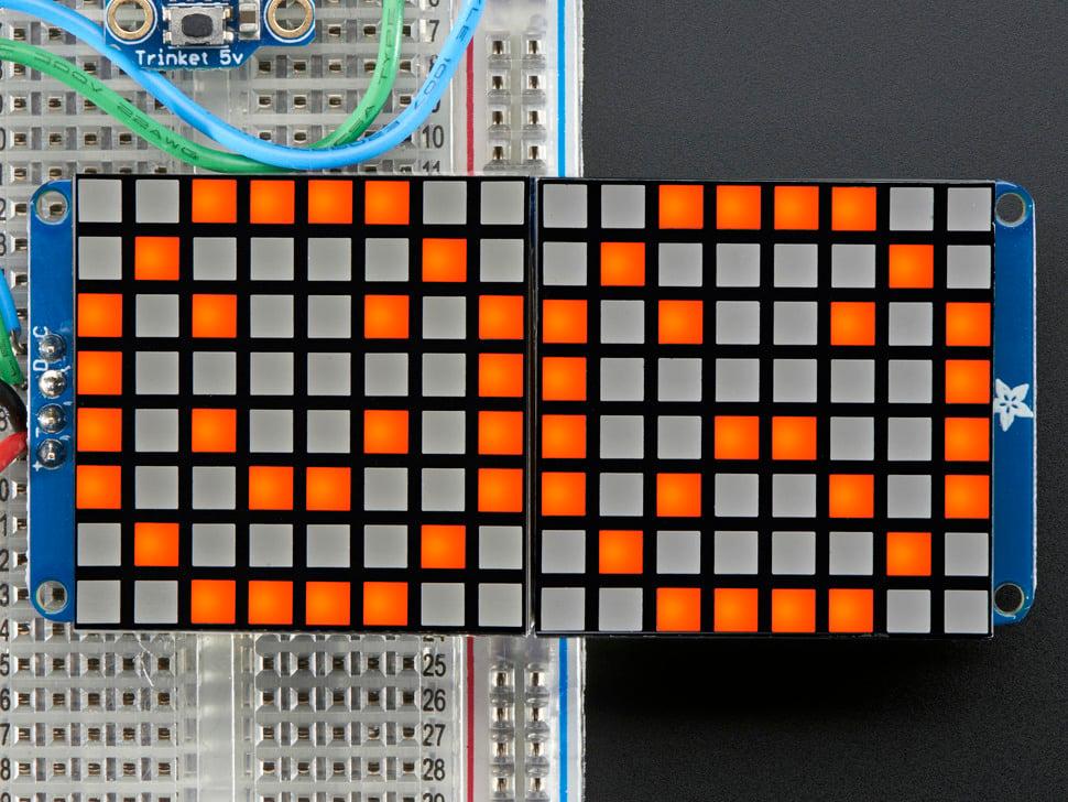 Adafruit 16x8 1,2" LED-matrix + rugzak - Ultraheldere vierkante amberkleurige LED's