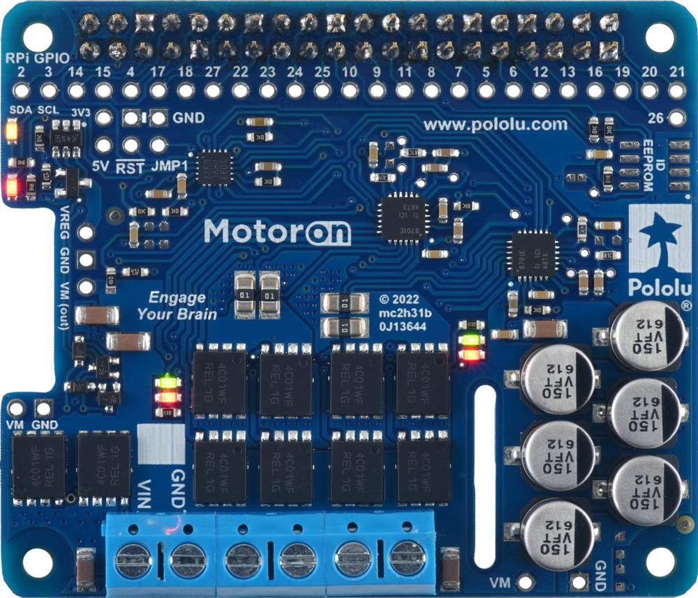 Motoron M2H18v20 Dual High Power moottoriohjain Raspberry Pi lle 