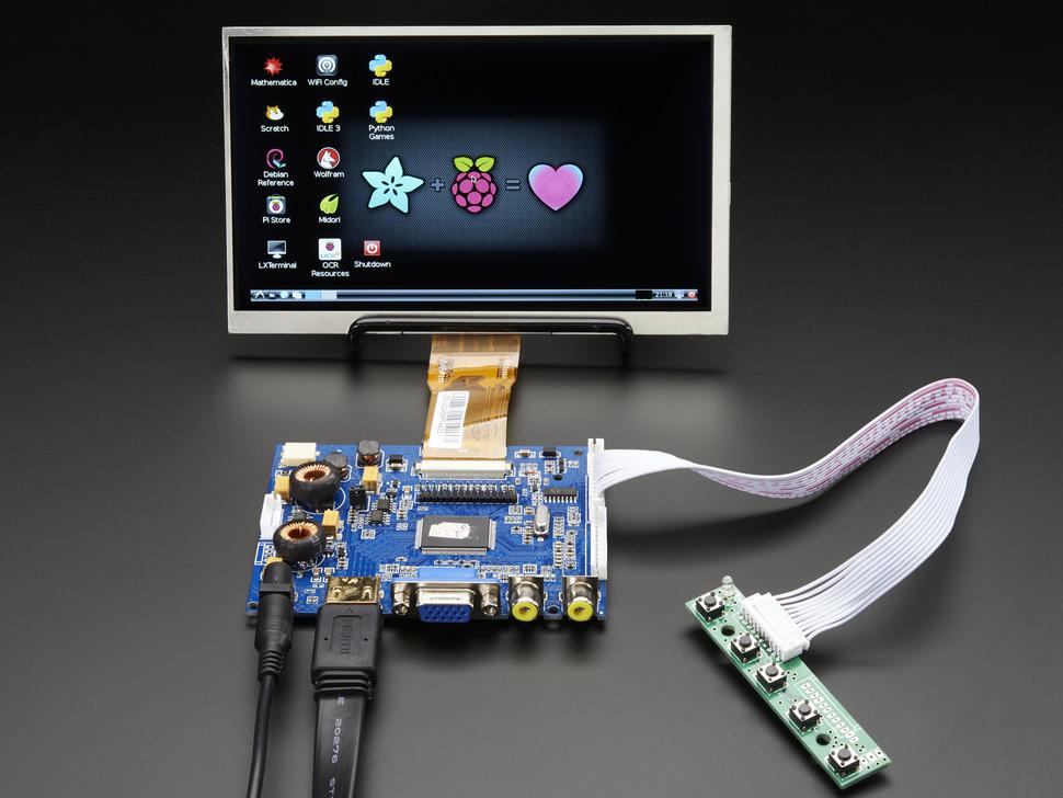 Adafruit HDMI 4 Pi: 7" display en audio 1024x600 - HDMI/VGA/NTSC/PAL