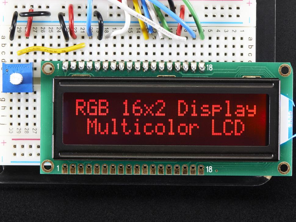 Adafruit Écran LCD négatif rétroéclairé RVB 16x2 + extras