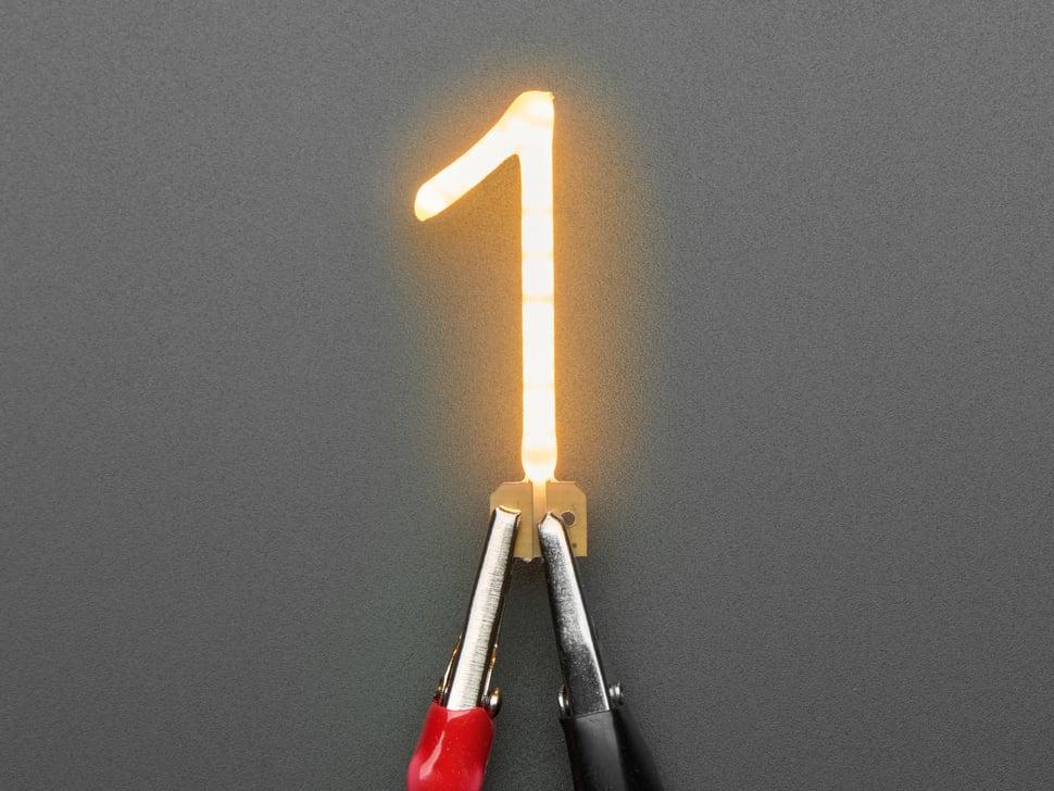 Adafruit Nummer LED filament - Warm wit "1"