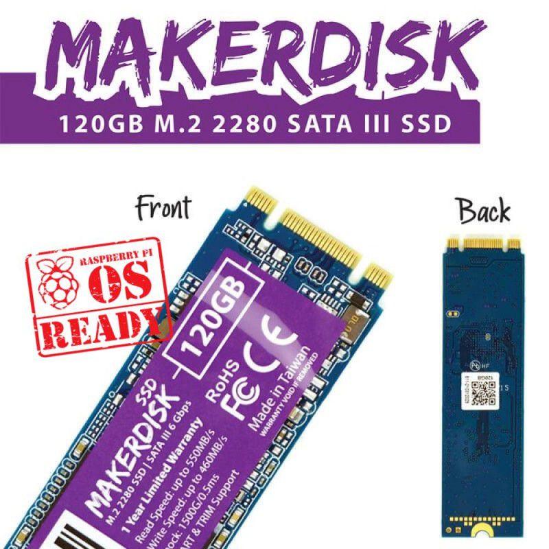 M.2 2280 MakerDisk SATA III SSD med RPi OS - 120 GB