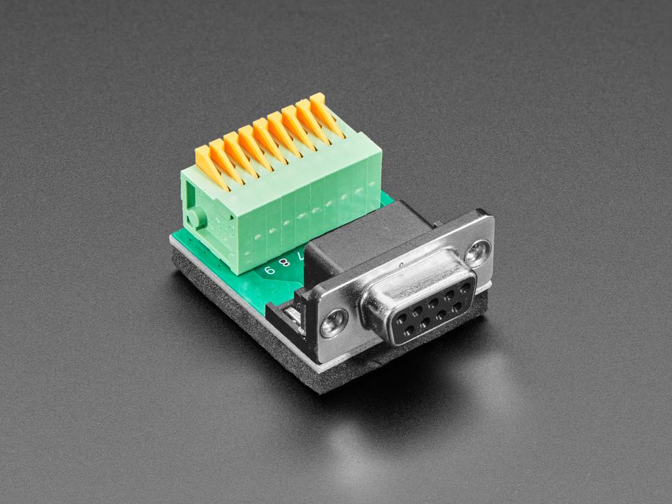 Adafruit DE-9 (DB-9) female socket naar aansluitklemveerblokadapter