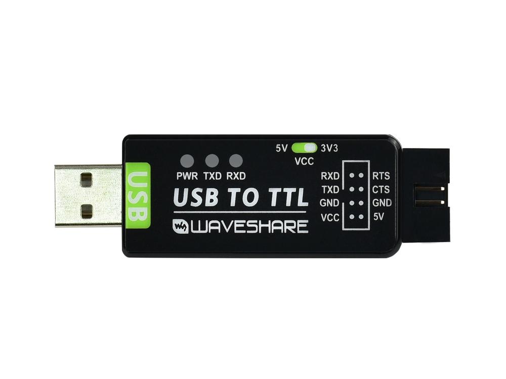Waveshare Conversor USB para TTL Industrial, FT232RNL Original, Multi Proteção & Suporte a Sistemas