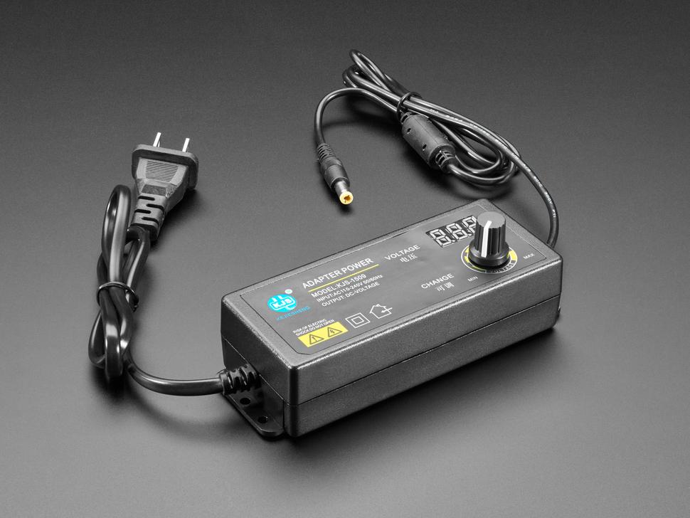 Adafruit Regelbare voeding met 2,1 mm / 5,5 mm DC - 3 V tot 24 V bij 2 Ampère