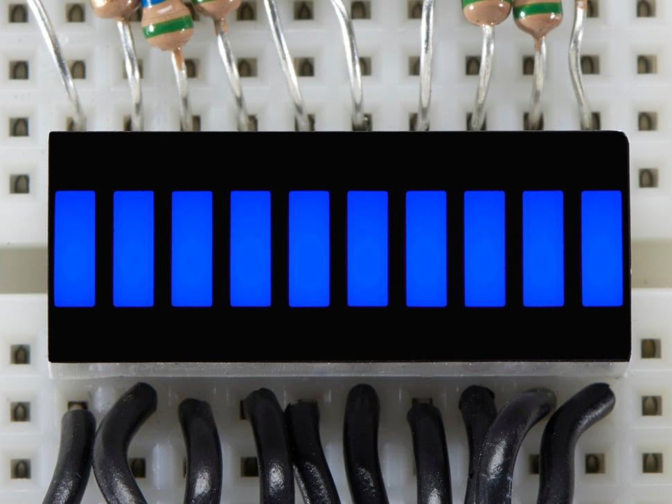 Adafruit 10-segments lyssøjlediagram LED-display - Blå
