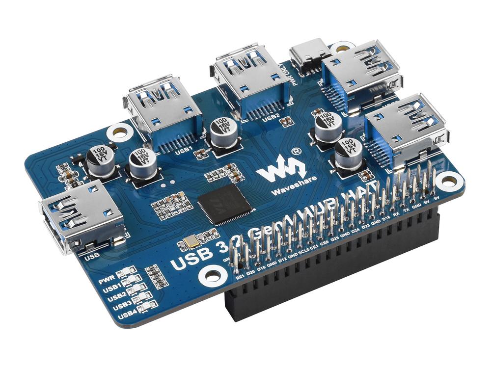 Raspberry Pi 4B USB 3.2 Gen1 HUB HAT DC 5V scheda di espansione con 4x porte USB 3.2 Gen1 per Raspberry Pi 4B  7