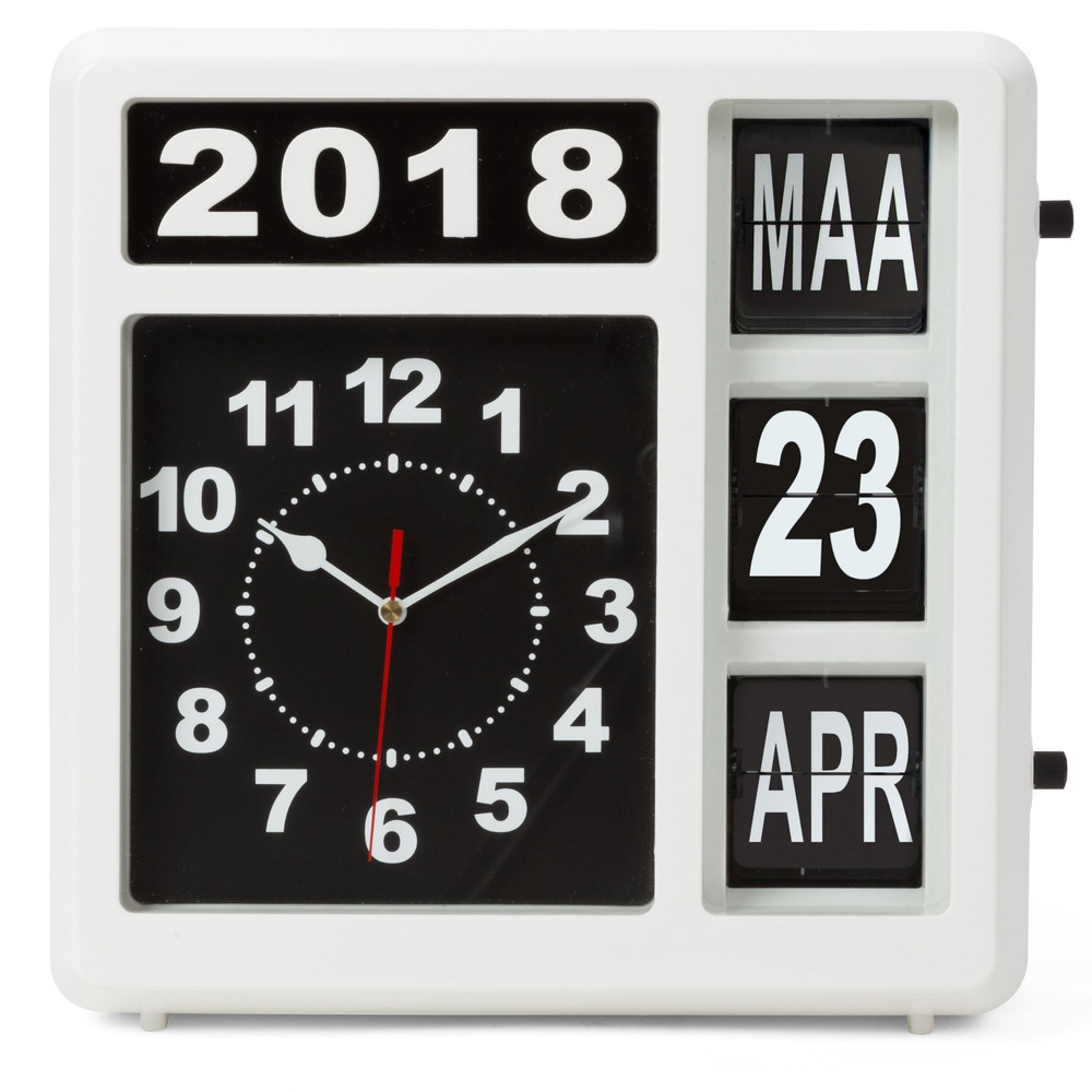 Perel Orologio da parete con calendario sfogliabile - Olandese - 31 x 31 cm