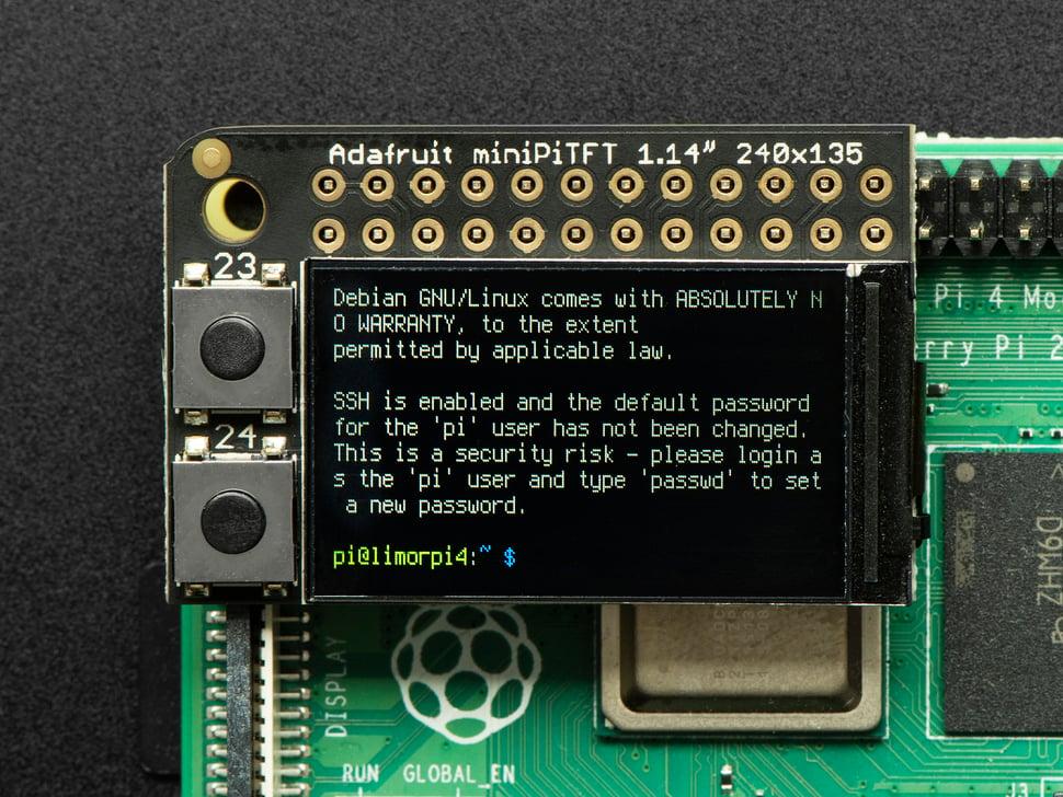 Adafruit Mini PiTFT - 135x240 kleuren-TFT-uitbreiding voor Raspberry Pi