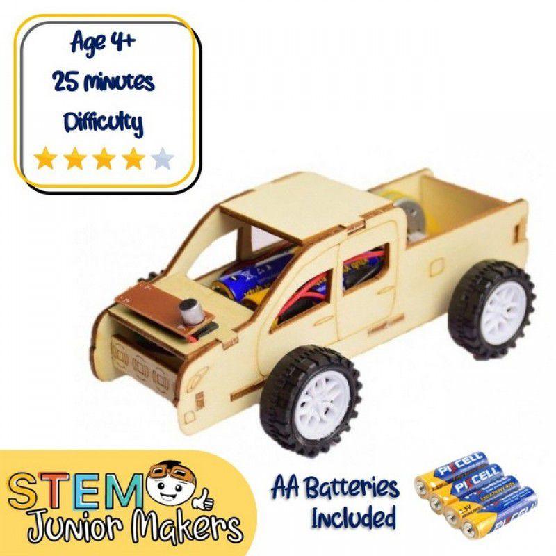 Kit de STEM para carro de controle de voz de madeira faça você mesmo - idade de 4 a 12