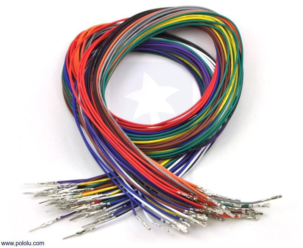 Wires with Pre-Crimped Terminals 50-Piece 10-Color Assortment M-F 24"