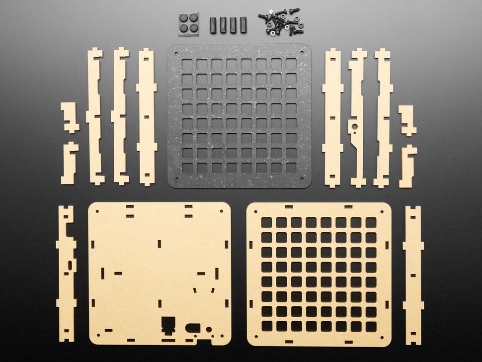 Adafruit 8x8 Trellis feather M4 acryl behuizing + hardware kit