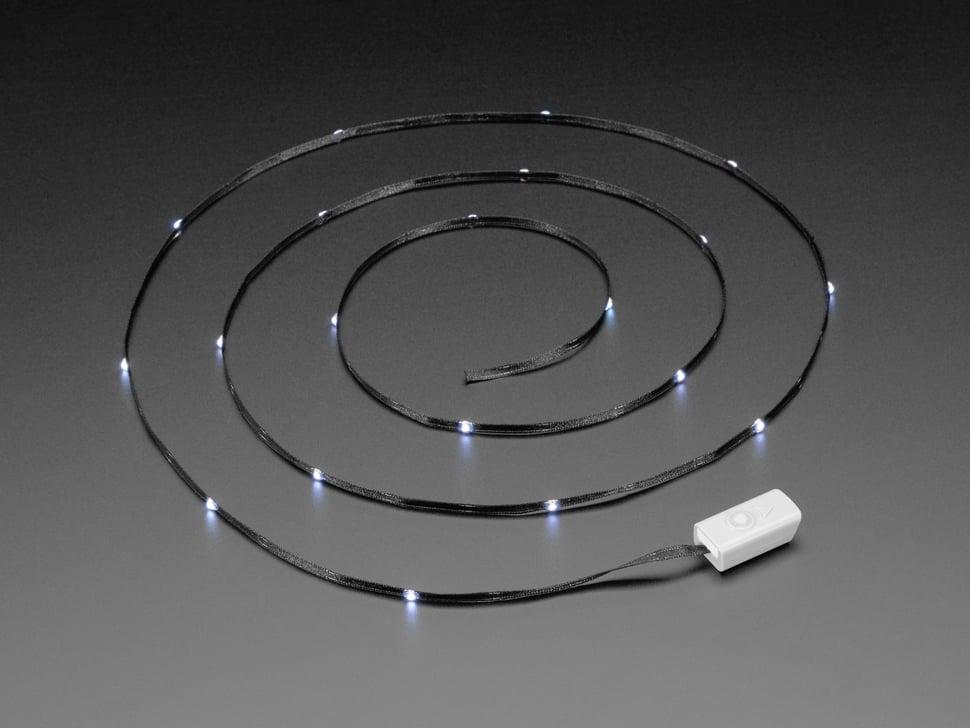 Adafruit Litex witte LED's op zwart stoffen lint - 1,5 meter 20 LED's