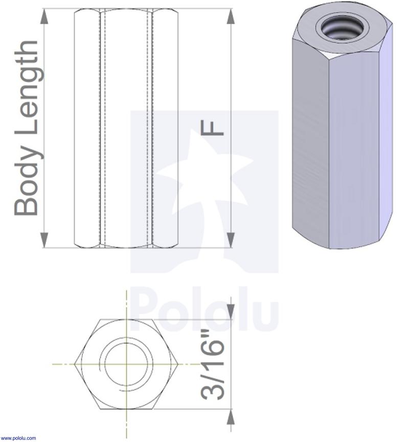 Pololu Entretoise en aluminium : 1/8 po de longueur, filetage 4-40, FF ...