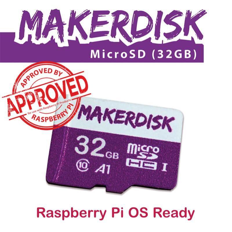 Carte microSD MakerDisk approuvée par Raspberry Pi avec système d'exploitation RPi - 32 Go