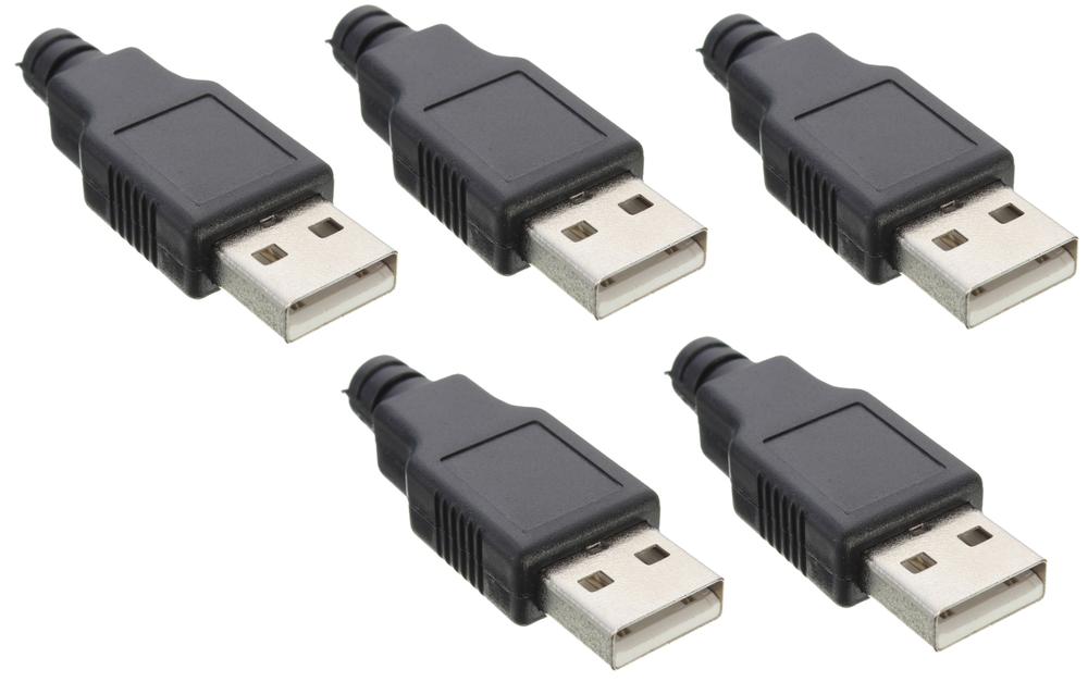 Opencircuit USB 2.0 male connectoren - 5 stuks