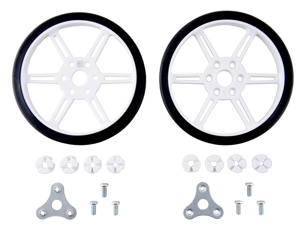 Pololu Multi-Nav hjul med indsatser til 3 mm og 4 mm skafter - 80×10 mm, hvid, 2-pak