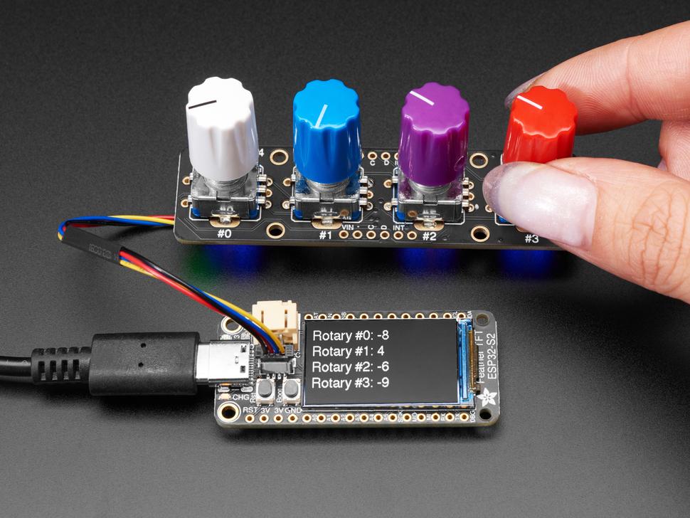 Adafruit I2C Quad Rotary Encoder- breakout met NeoPixel