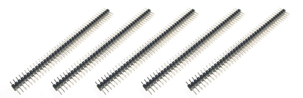 Male headers 2x40 2.54mm zwart - 5 stuks