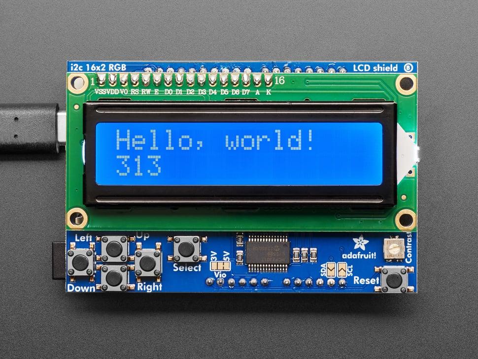 Adafruit LCD- shield met 16x2 character display - Slechts 2 pinnen gebruikt!