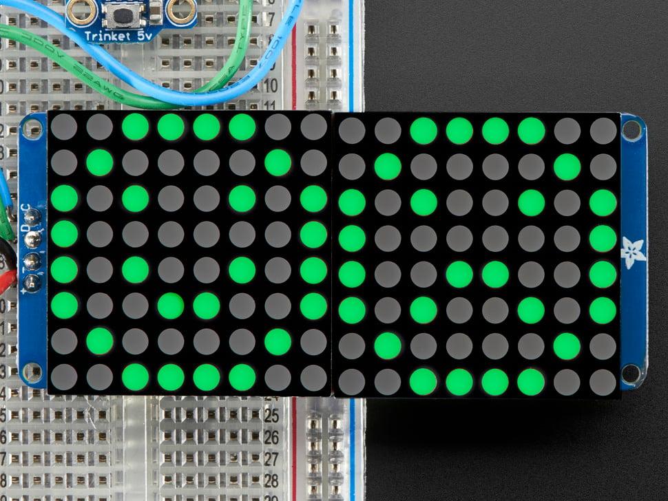 Adafruit 16x8 1,2" LED-matrix + rugzak - Ultraheldere ronde green LED's