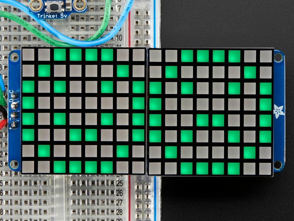 Adafruit 16x8 1,2" LED-matrix + rugzak - Ultraheldere vierkante green LED's