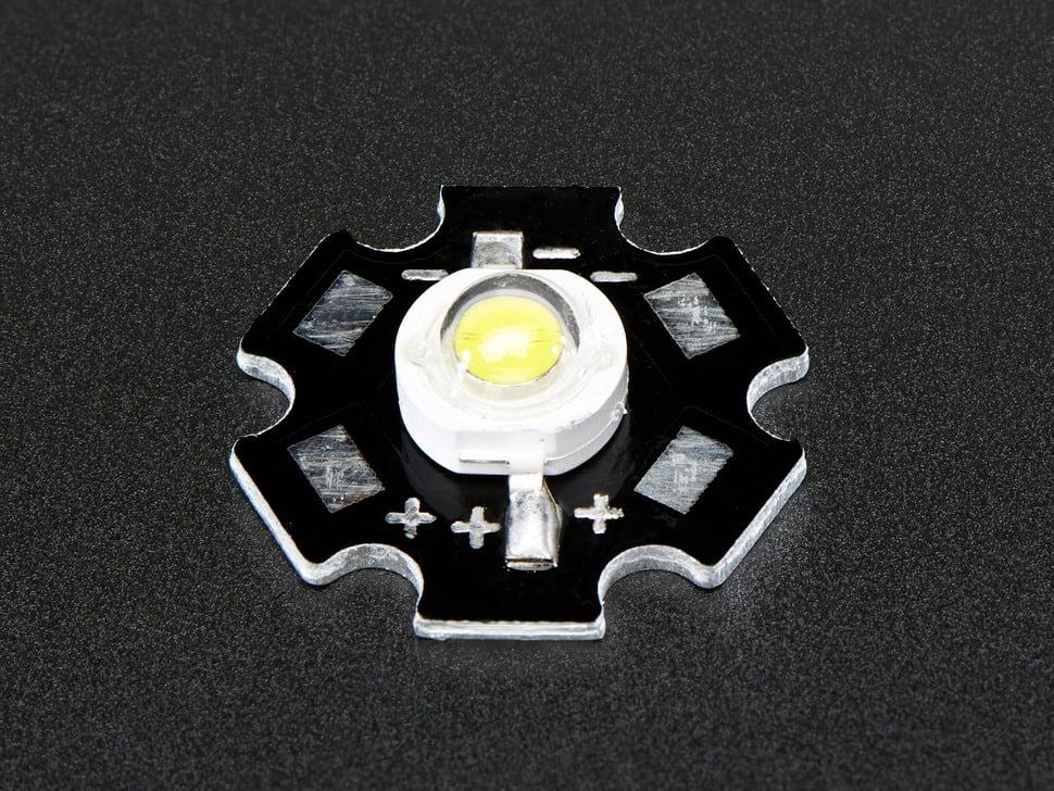 Adafruit 1 Watt koelwitte LED - koellichaam gemonteerd