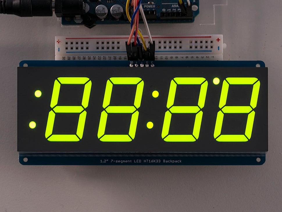 Adafruit 1,2" 4-cijferig 7-segments display met I2C-rugzak - green