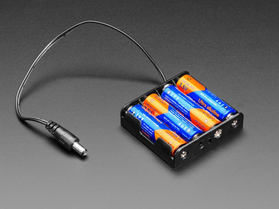 Adafruit 4 x AA-batterijhouder met 2,1 mm-stekker