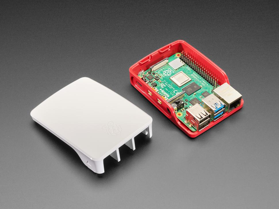 Adafruit Officiële Raspberry Pi Foundation Raspberry Pi 4 case - Rood Wit