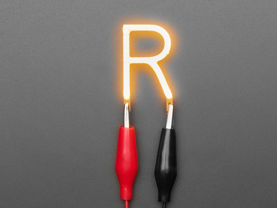 Adafruit Alfabet LED-gloeidraad - Warm Wit Letter "R"