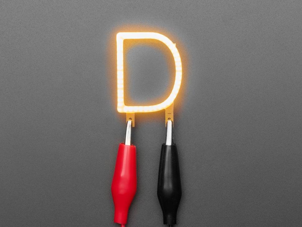Adafruit Alfabet LED Filament - Warm Witte Letter "D"