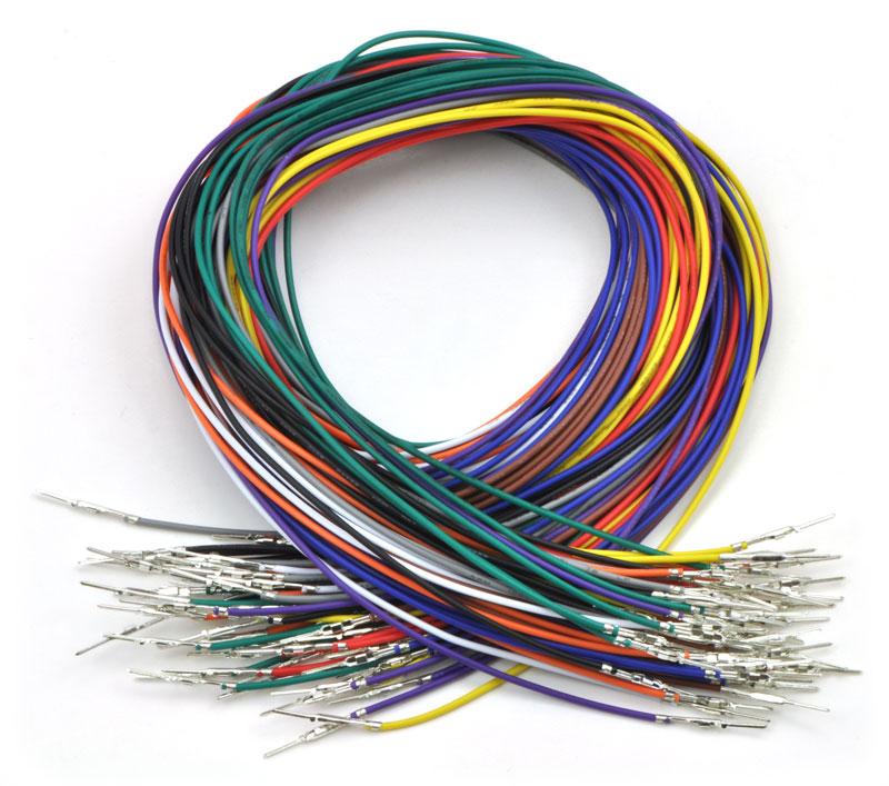 Wires with Pre-Crimped Terminals 50-Piece 10-Color Assortment M-M 24"