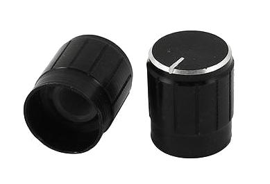 Potmeter knop aluminium zwart - 2 stuks