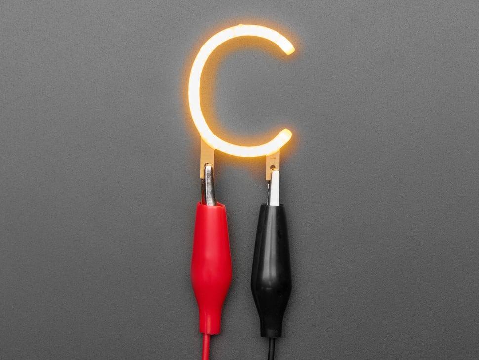 Adafruit Alphabet LED Filament - Warm witte letter "C"