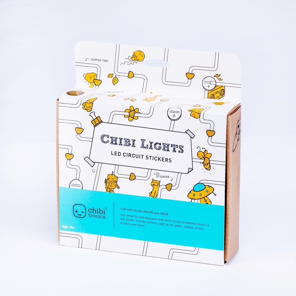Kit inicial STEM com adesivos de circuito LED Chibi Lights da Chibitronics