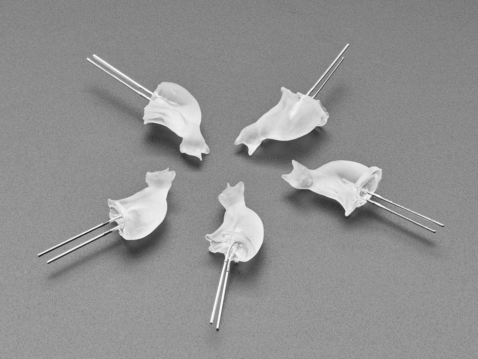 Adafruit DLUX-dLITE Cool White Kitty Shape LED's 5-pack van Unexpected Labs
