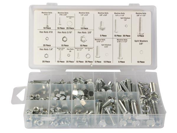 M4 M5 M6 M8 M10 240 Piece Nut Washer and Bolt Assortment with Case