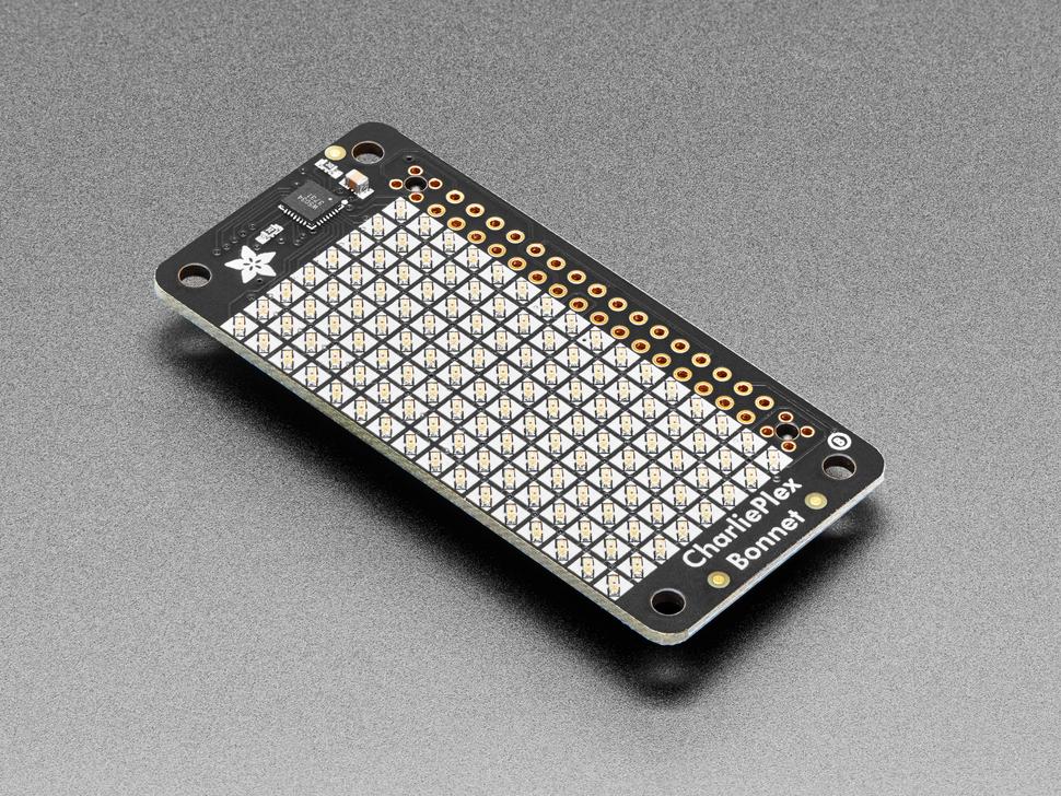 Adafruit CharliePlex LED Matrix Bonnet - 8x16 gele LED's
