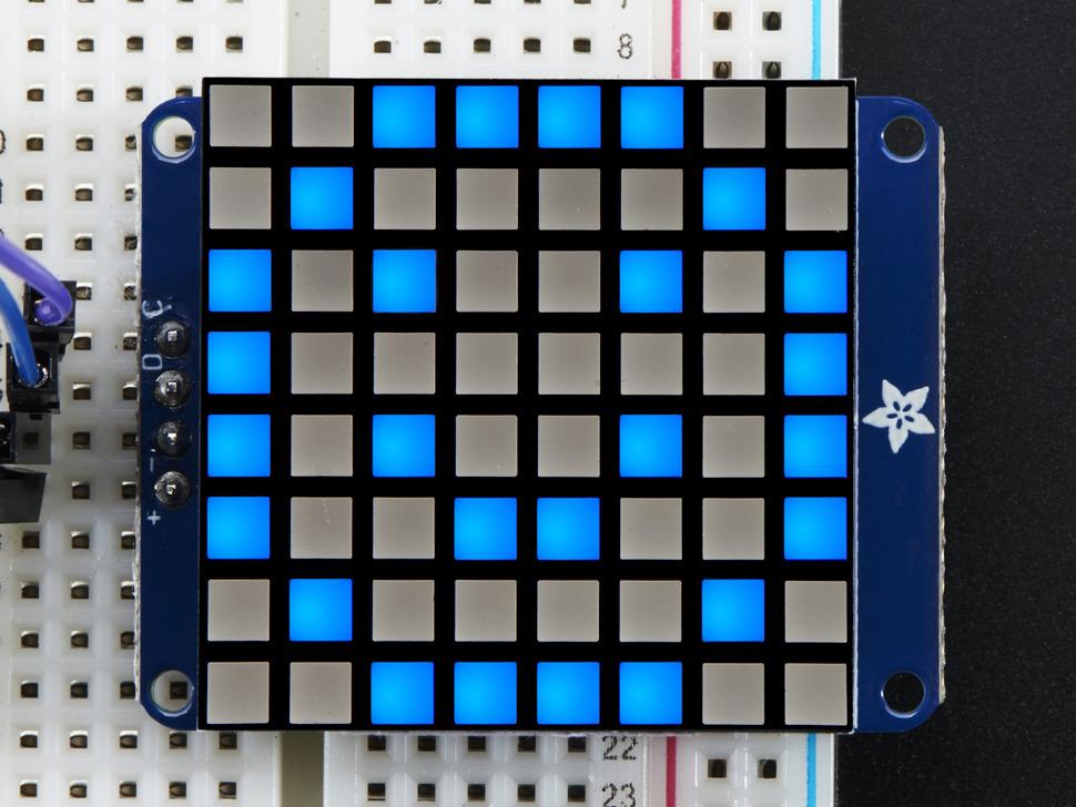 Adafruit Small 1.2" 8x8 Ultra Bright Square Blue LED Matrix + Backpack