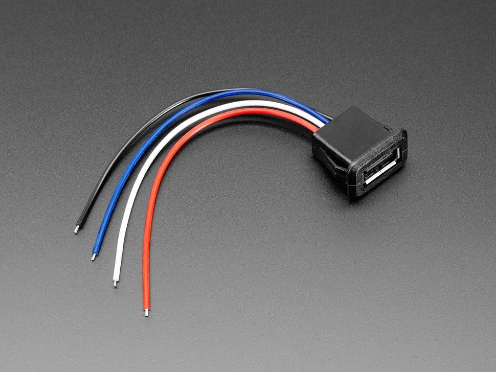 Adafruit Cable de montaje en panel de fácil instalación: conector USB tipo A a 4 cables