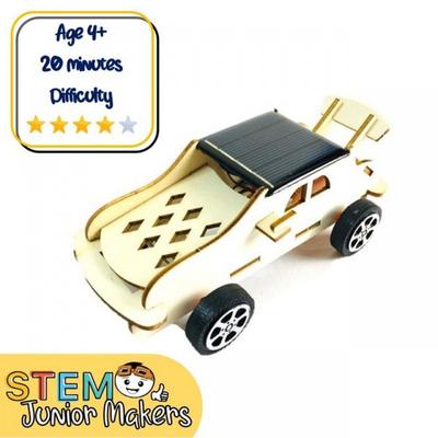 Kit Voiture Solaire En Bois à Assembler - Jouet Éducatif DIY Pour Enfants, 14x7x6 Cm, Énergie Solaire