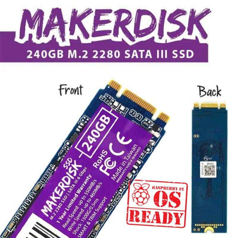 M.2 2280 MakerDisk SATA III SSD com sistema operacional RPi - 240 GB